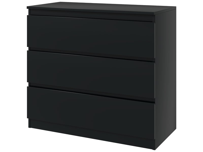  Commode 3 tiroirs sans poignées en mdf noir 80 x 39 x 73 cm  - Conforama B