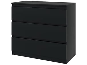 Commode 3 tiroirs sans poignées en mdf noir 80 x 39 x 73 cm