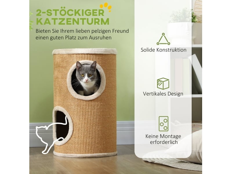  Tour cylindrique 35x60 cm double niveau marron beige  - Conforama E