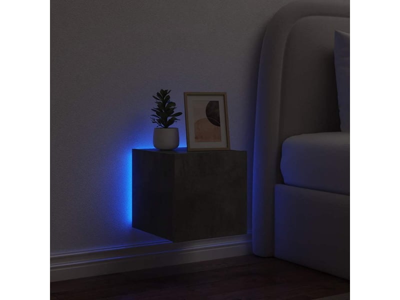  Meuble tv - banc tv - meuble de rangement mural avec lumières led gris béton 30,5x35x30 cm  - Conforama D
