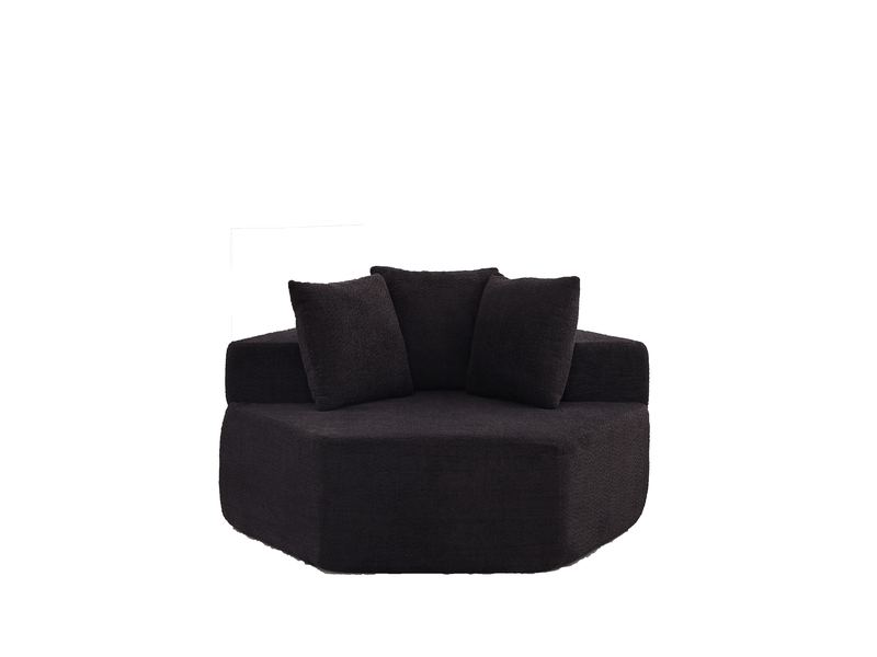 Fauteuil modulable hexagonal - design hexagonal - style moderne - fauteuil individuel - revêtement en chenille Noir - Conforama C