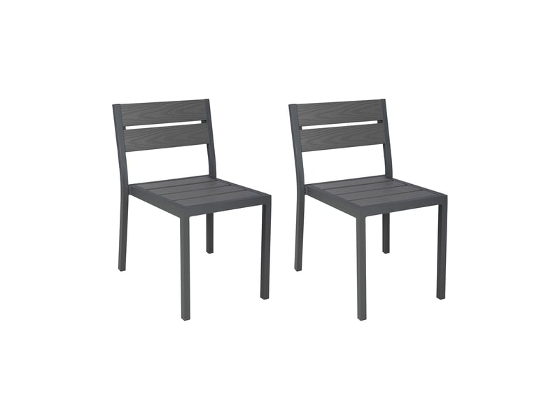  Lot de 2 chaises en aluminium et bois gris  - Conforama A