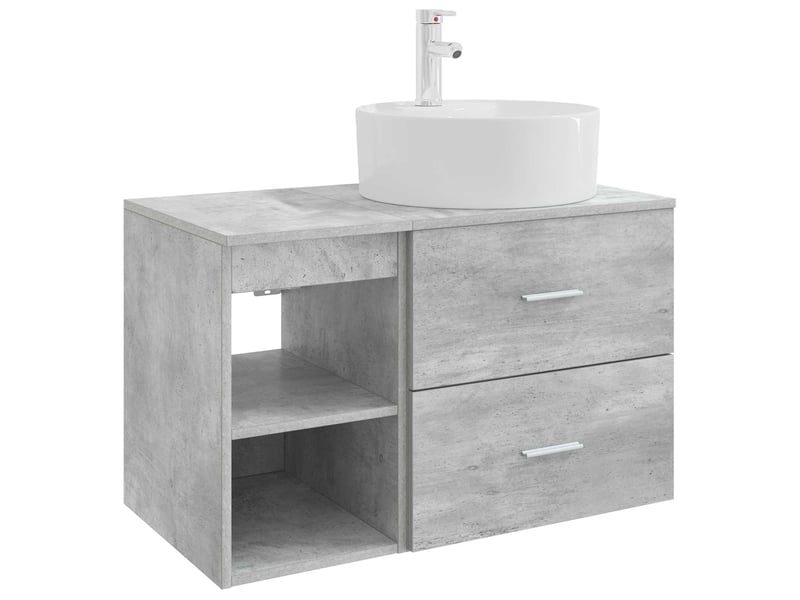 Ensemble de mobilier de salle de bain 2 pcs gris béton shl6126 - Conforama A