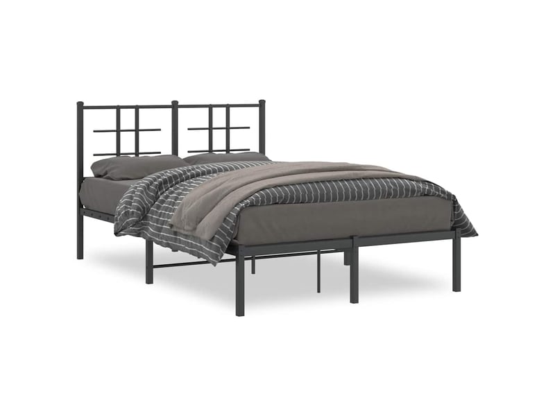  Lit double- lit adulte -  cadre de lit métal sans matelas avec tête de lit noir 120x200cm  - Conforama A