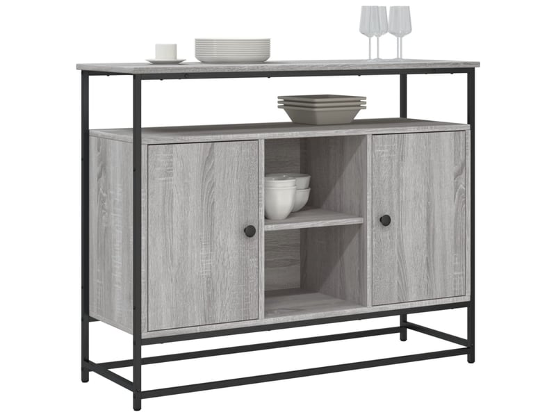  Buffet - bahut - meuble de rangement sonoma gris 100x35x80 cm bois d'ingénierie  - Conforama C