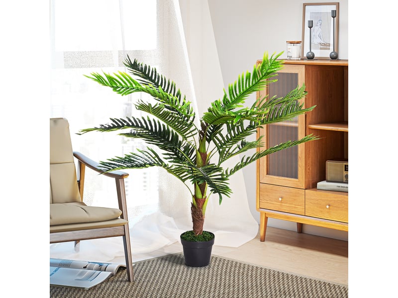 Cycas artificiel, 123 cm de haut, pour l'intérieur et l'extérieur, pot inclus.  - Conforama C