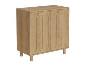 Meuble de rangement pour linge 66x35x67 cm avec deux paniers amovibles mdf coloris chêne