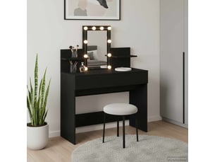 Coiffeuse 0 tiroir(s) Miroir Led avec 0 tabouret(s) inclu(s)  <strong></strong> <strong></strong>  coloris noir