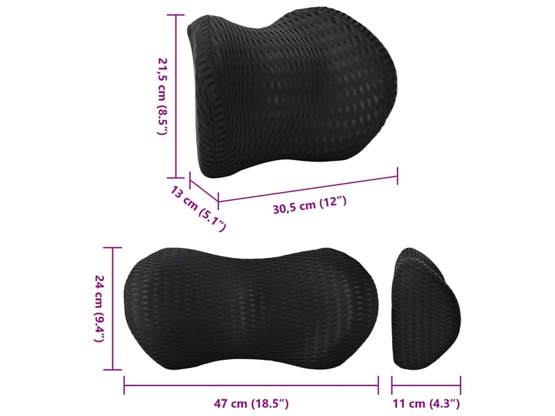  Oreiller, coussin cervical, oreiller, coussin dorsal noir mousse à mémoire de forme cf51360  - Conforama E