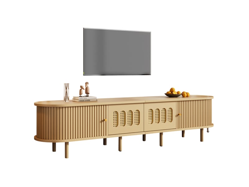  Meuble tv 180 cm avec rangement et portes à rideau evryae  - Conforama A