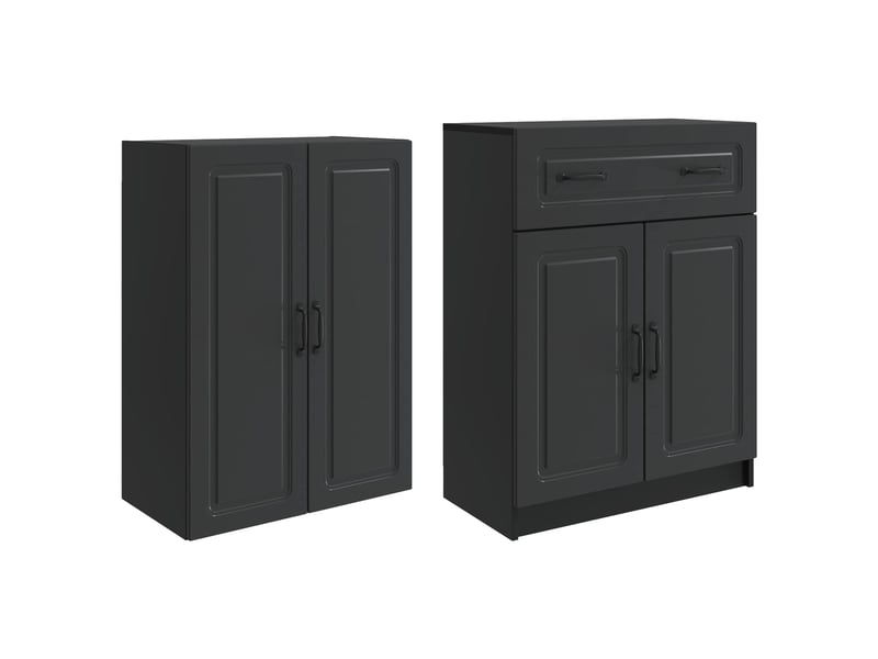Buffet - ensemble de meubles 2 pc noir bois d'ingénierie - Conforama D