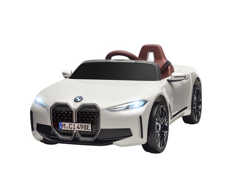  Voiture électrique pour enfants licence bmw i4 12v avec télécommande mp3 musique lumières et ceinture 115x67x45 cm noir  - Conforama B