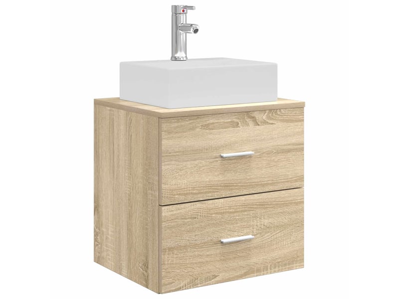  Vanité de lavabo mural, meuble de rangement chêne sonoma 49.5x41x62.5 cm shl6592  - Conforama A