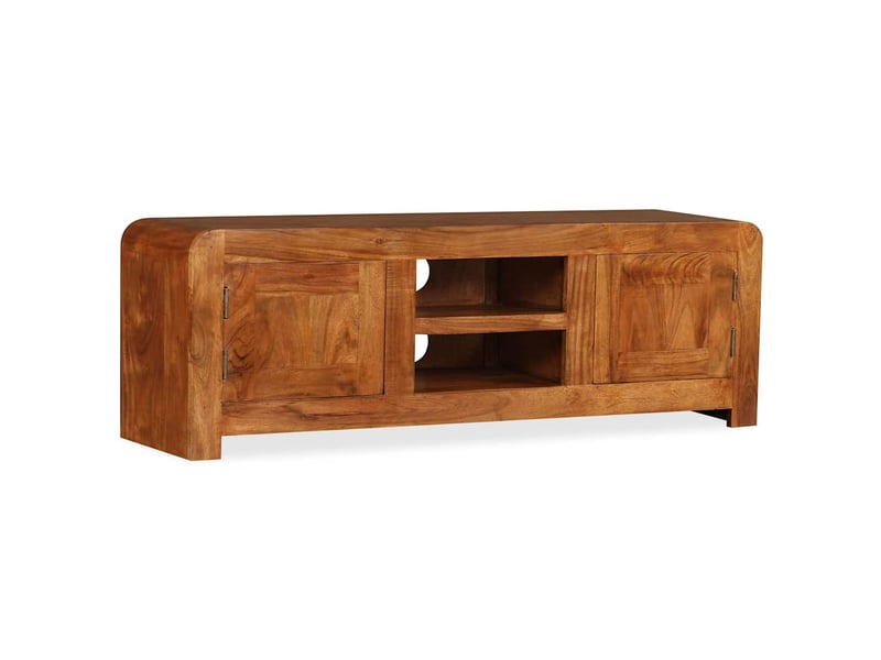  Meuble tv - banc tv - meuble de rangement bois massif avec finition miel 120 x 30 x 40 cm  - Conforama C