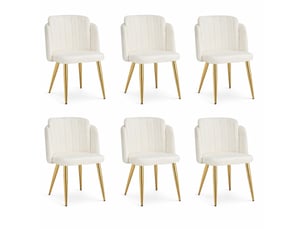 Lot de 6 chaises de salle à manger 58,5x62x78 cm blanches à piètement doré