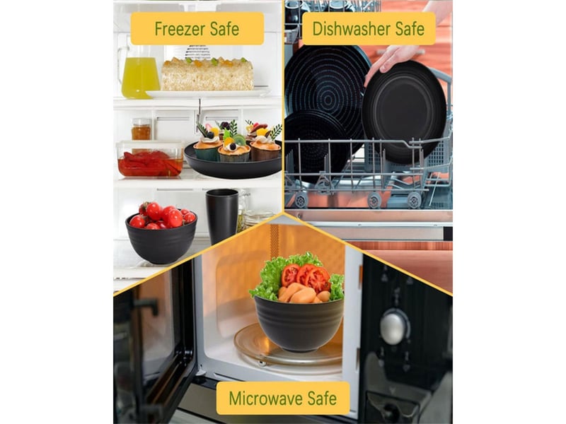  Service table 16 pieces noir mat pp sans bpa pour 4 assiettes bols verres 400289_AACLR85831_6_DROPFR - Conforama D