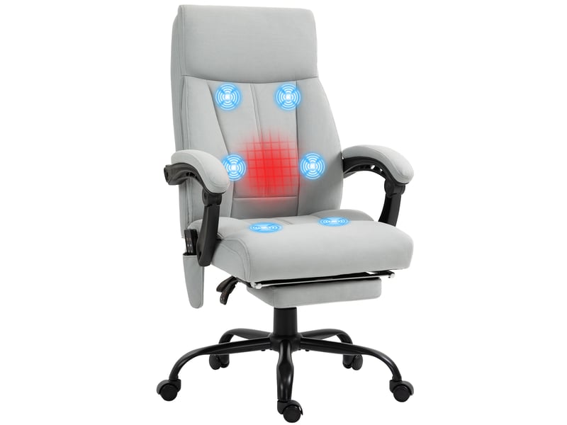  Fauteuil de bureau avec fonction massage et chauffage, repose-pieds, jusqu'à 120 kg, gris  - Conforama A