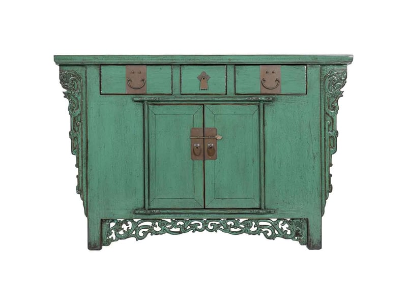  Buffet en bois vert turquoise 131x45x84 cm h  - Conforama C