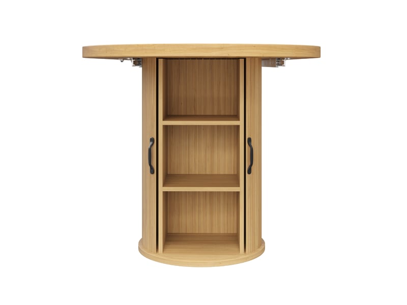 Table à manger extensible, 150 à 190 cm, rectangulaire, mdf, naturel, piètement en métal stable, rangement fonctionnel  - Conforama E