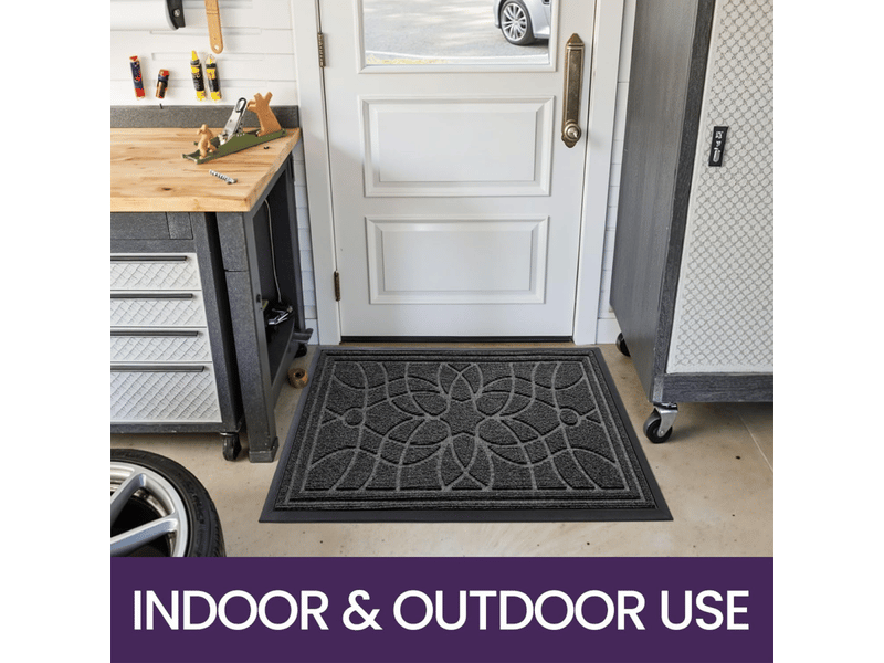  Paillasson extérieur gris foncé 60x90 cm, antidérapant et absorbant, lavable, idéal pour couloir, terrasse, jardin  - Conforama D