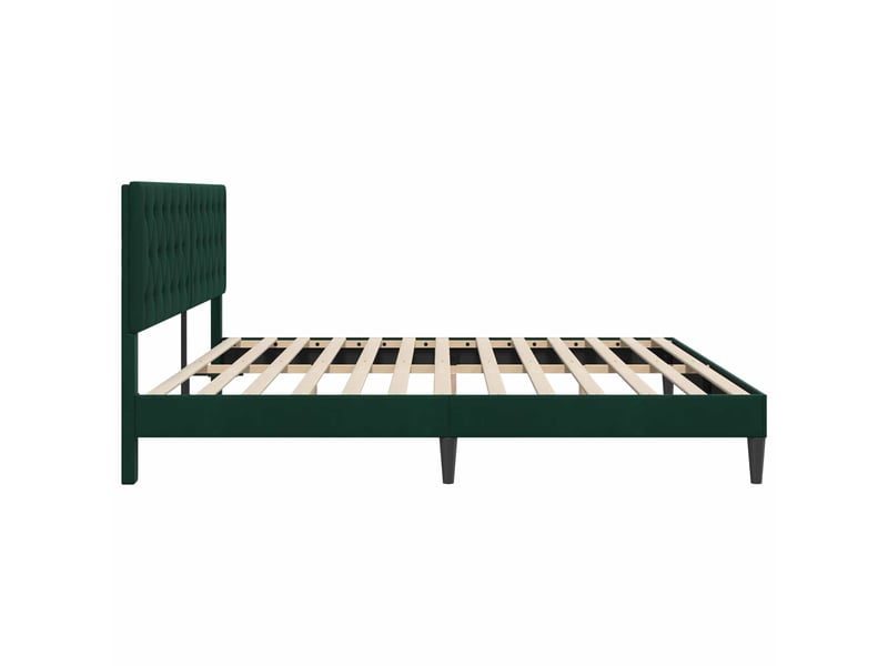  Lit double- lit adulte -  cadre de lit avec tête de lit vert foncé 200 x 200 cm velours  - Conforama D