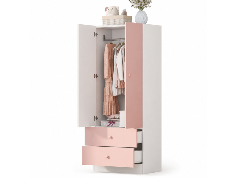  Armoire dressing, 70x40x170 cm, rangement intégré, tiroirs, rose cao-LDW00656AAH-conf-NEW - Conforama C
