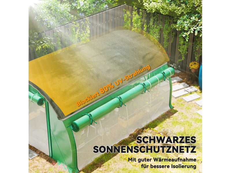  Serre tunnel 400x300x198 cm avec 8 fenêtres acier galvanisé verte  - Conforama E