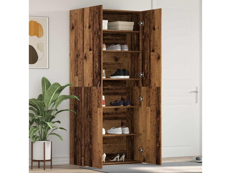 Meuble à chaussure, cabinet à chaussures 80x35.5x180 cm bois d'ingénierie shl8134 - Conforama B