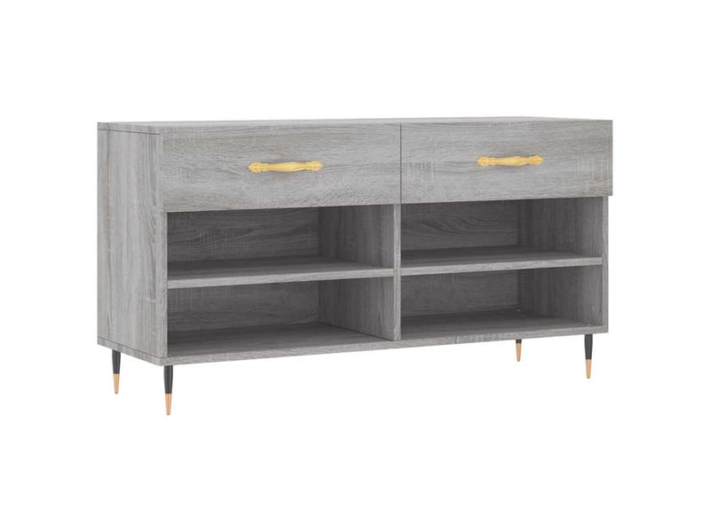  Banc à chaussures, meuble à chaussures sonoma gris 102x35x55 cm bois d'ingénierie shl2620  - Conforama A