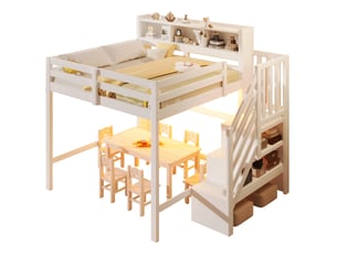 Lit mezzanine 140x200 cm <strong>OKWISH</strong>  <strong></strong> coloris blanc