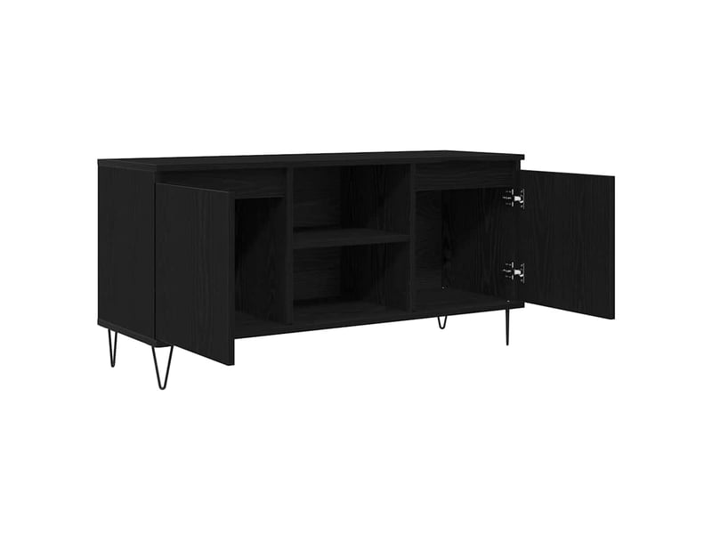  Meuble tv - banc tv - meuble de rangement 104 x 35 x 50 cm chêne noir bois d'ingénierie  - Conforama E