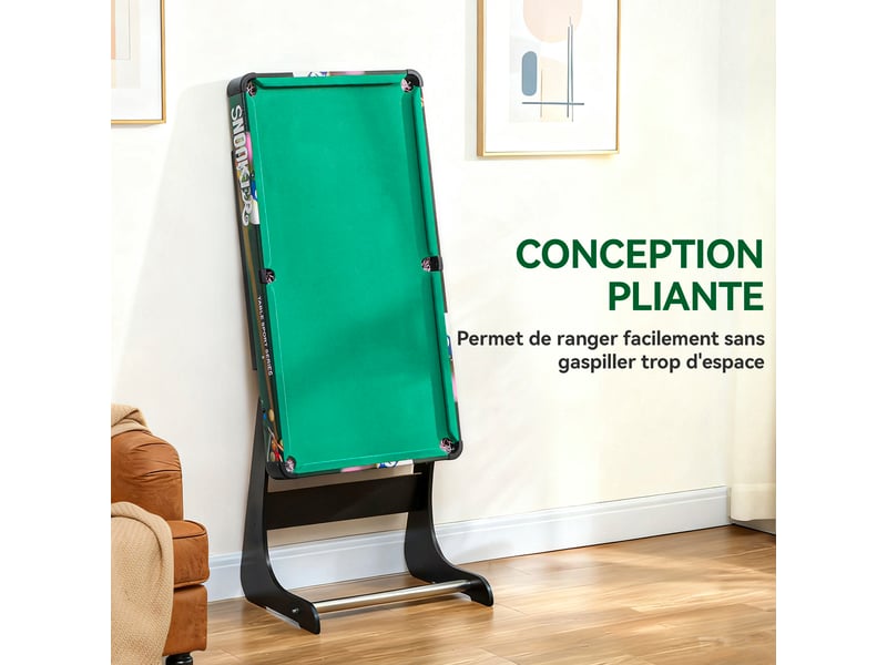  Table multi-jeux 6-en-1, baby-foot, billard, ping-pong, hockey, jeu d'anneaux, 118x104x71cm, multicolore  - Conforama E