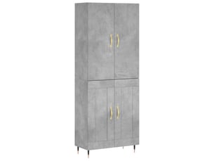 Buffet haut - bahut - meuble de rangement gris béton 69,5x34x180 cm bois d'ingénierie