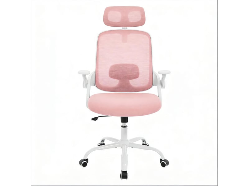 Chaise de bureau 63,5 x 47 x 109,5-117,5 cm – rose – dossier haut, appui-tête réglable  - Conforama A