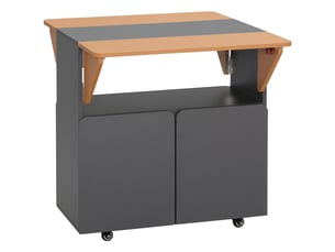 Table pliante gain de place pour 4 personnes maximum, avec 4 roulettes, étagère dissimulée et placard à portes, 70 x 83 x 75 cm