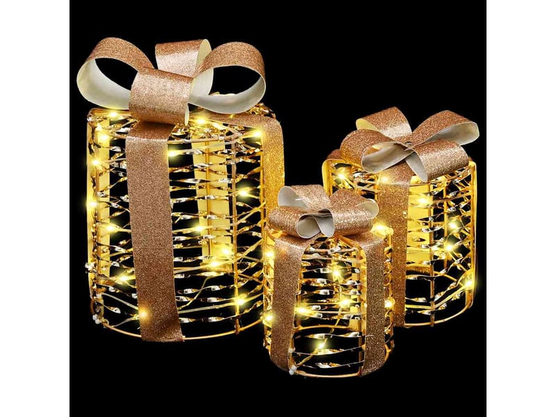 Décoration de boîte cadeau 3 pc blanc chaud 20 x 20 x 20 cm pet cf61904 - Conforama E