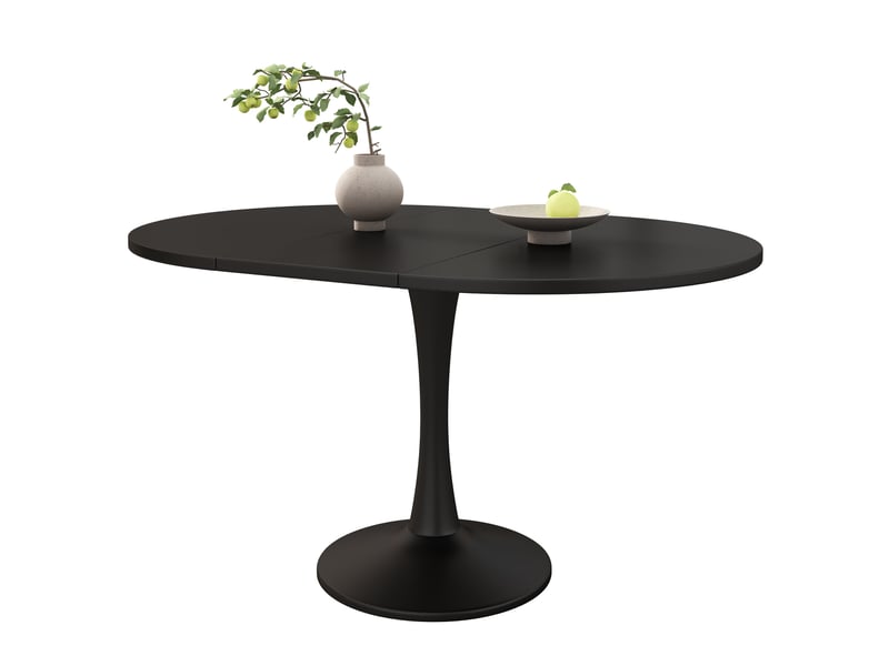Table à manger extensible ovale 100–140 x 100 x 75 cm, avec plateau extensible, bords arrondis, style moderne, noir - Conforama A