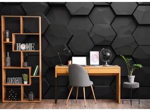 Papier peint panoramique intissé garçon hexagones noir - 350x250 cm - papier peint enfant