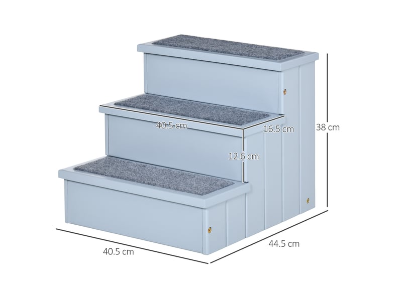 Escalier 3 marches 40,5x44,5x38 cm – gris – rangement intégré et feutre antidérapant - Conforama C
