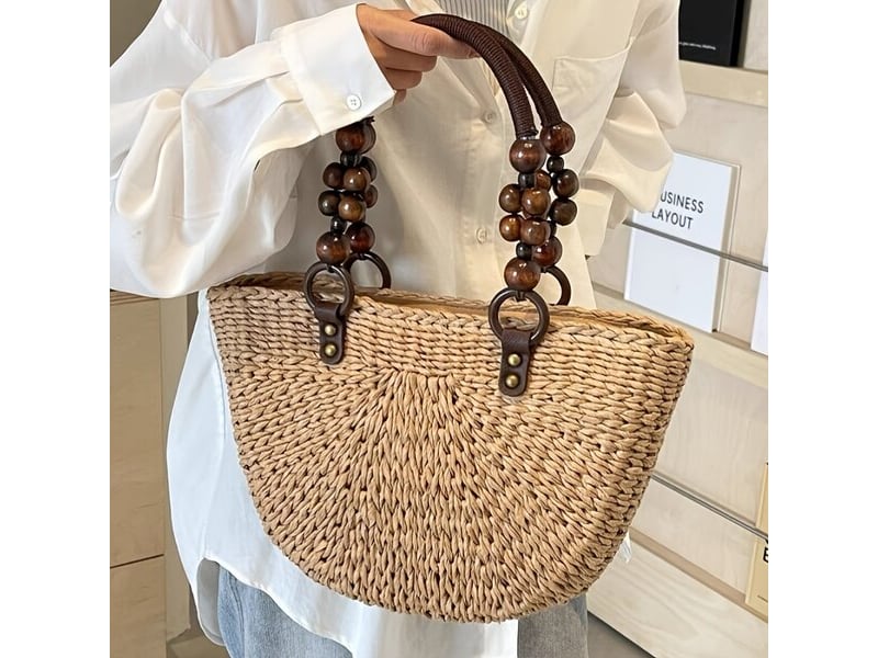  Paire de perles en bois avec corde couleur bois naturel, décoration artisanale  - Conforama A