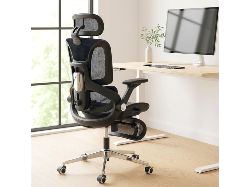 Réou chaise de bureau ergonomique inclinable réglable noir - Conforama D