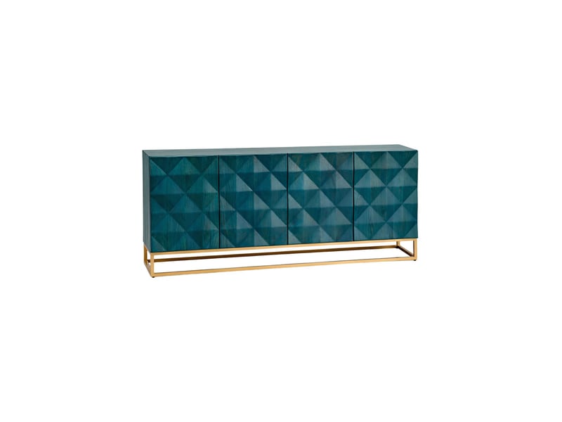 Buffet terrakan 177 cm – bois de manguier turquoise et doré – 4 portes - Conforama A