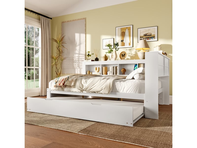  Lit gigogne 140x200cm coloris blanc mdf lit enfant blanc - Conforama E