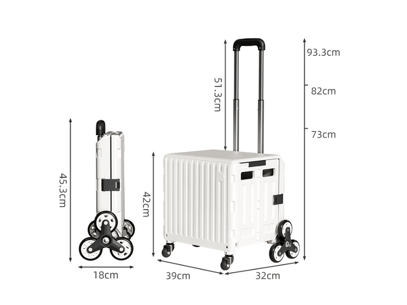  Chariot de courses pliable avec roues d'escalade, caisse roulante pliable avec grande capacité de 30 l et poignée télescopique  - Conforama D