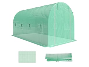 Film de serre 4 x 2 m, plancha de jardin étanche avec porte, 8 fenêtres, protection uv, polyéthylène vert