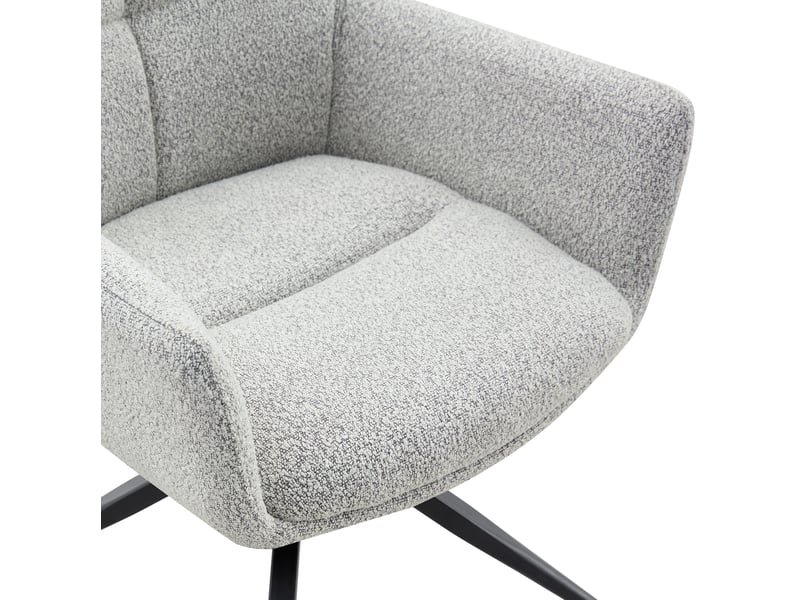  Lot de 2 chaises rotatives 360°, chaises de salle à manger, accoudoirs et dossier ergonomique, gris clair+noir, métal  - Conforama E