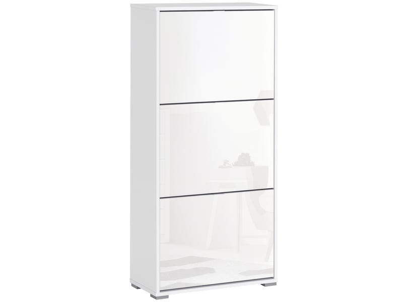  Meuble à chaussures 3 tiroirs 18 paires 60x26x124 cm blanc  - Conforama A