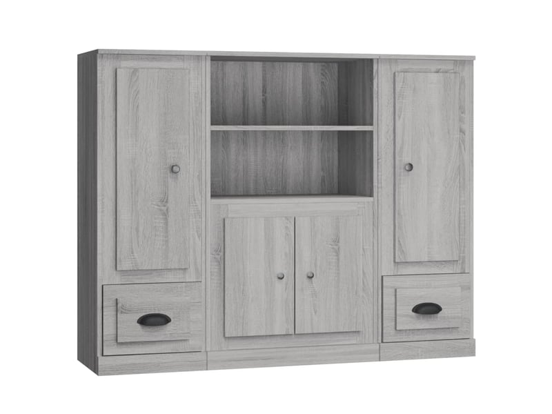  Buffets 3 pcs - bahut - meuble de rangement sonoma gris bois d'ingénierie  - Conforama A
