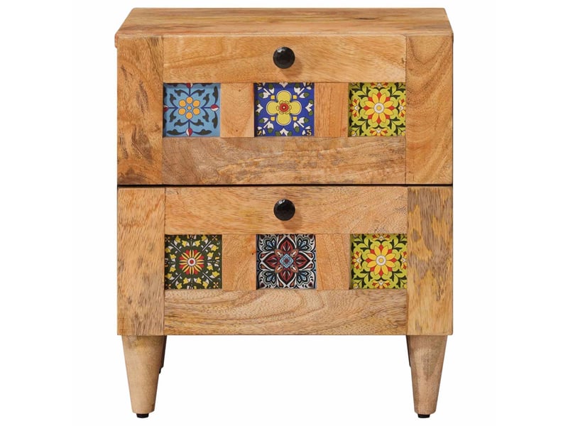  Table de chevet avec tiroir 2 pièces naturel 40 x 33,5 x 46 cm  - Conforama C