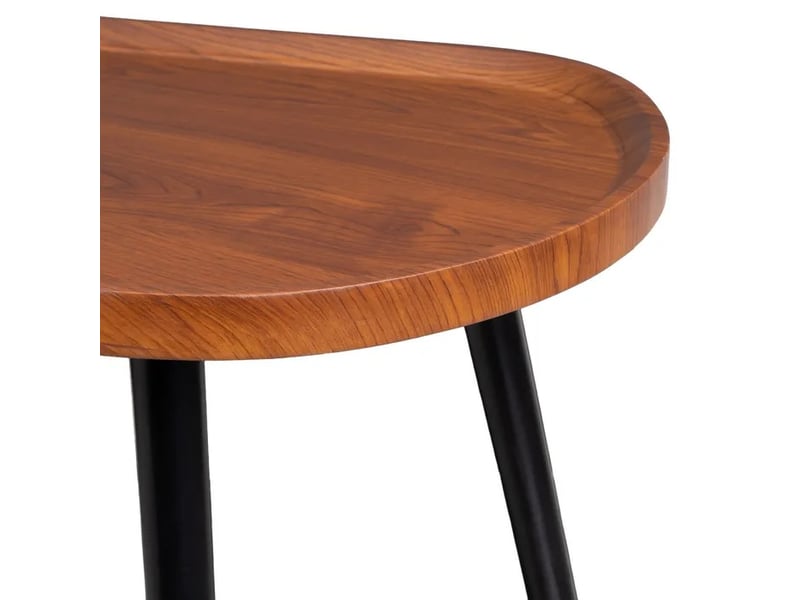  Table basse organique en mdf effet noyer à bord surélevé et 3 pieds en pin noir,forme haricot - longueur 60 x profondeur 40 x hauteur 39 cm  - Conforama C